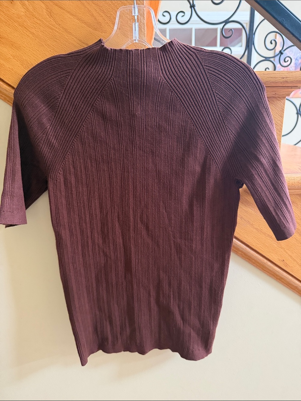Montgomery Post Ribbed Short-Sleeve Knit Top Espresso Sz Medium NWT